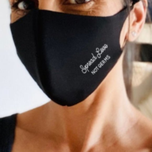 NWT Black Fashion Mask - Spread Love Not Germs - Picture 2 of 3